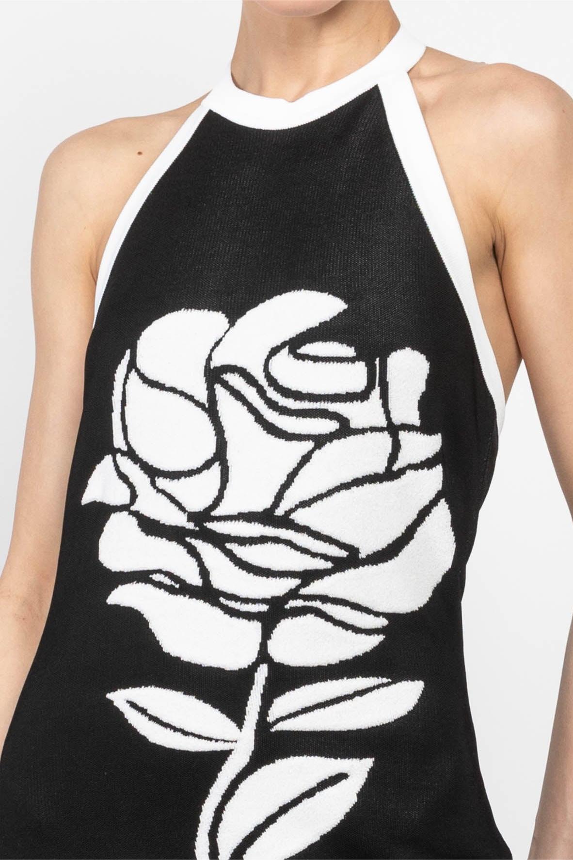 Floral Contrast Color Sleeveless Midi Dress