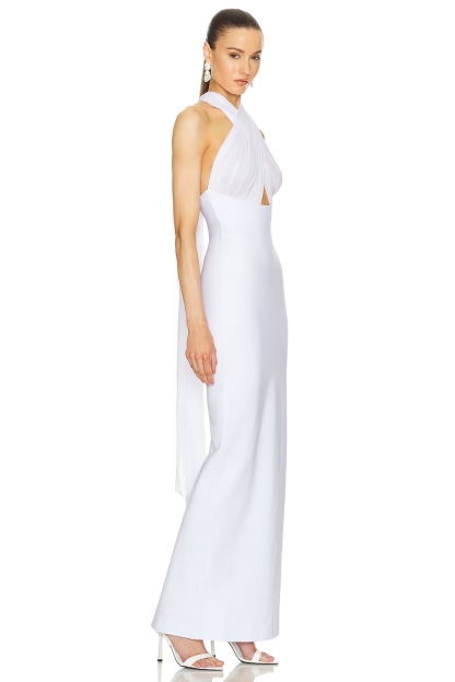 Solid Halter Neck Lace-Up Midi Dress