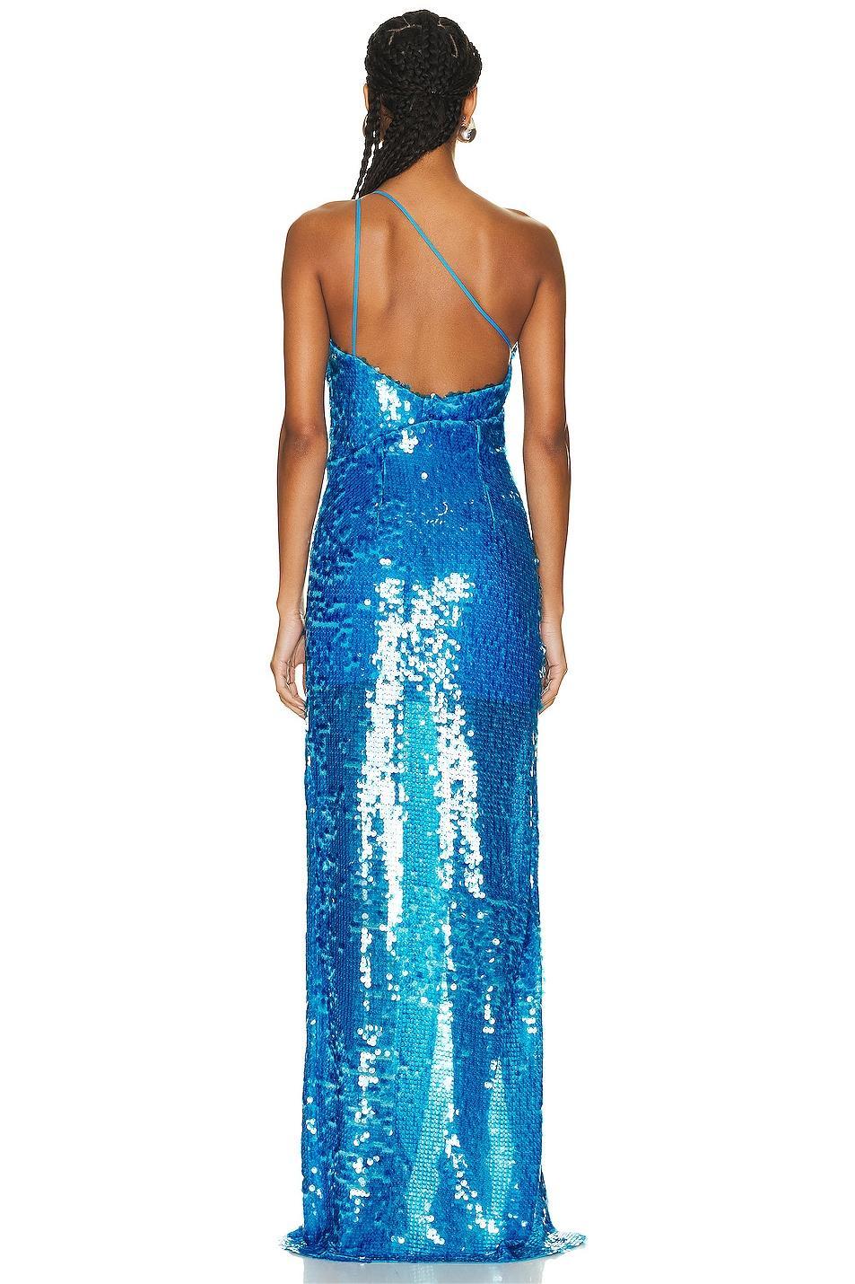 Sequin One Shoulder High Slit Maxi Dress