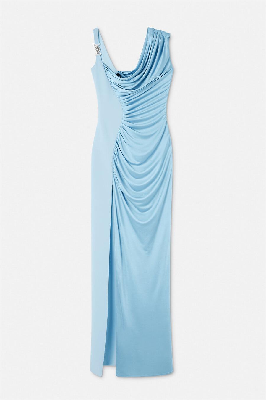 Satin Pleat Asymmetrical Midi Dress