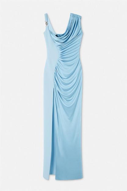 Satin Pleat Asymmetrical Midi Dress