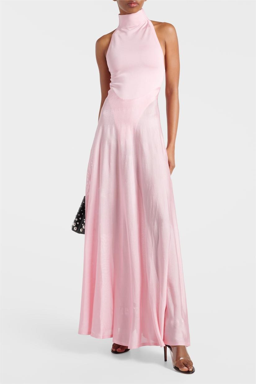 Satin High Neck Sleeveless Midi Dress