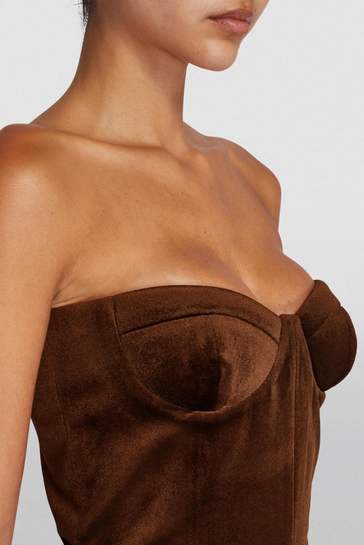 Velvet Off Shoulder Feather Trimmed Midi Dress