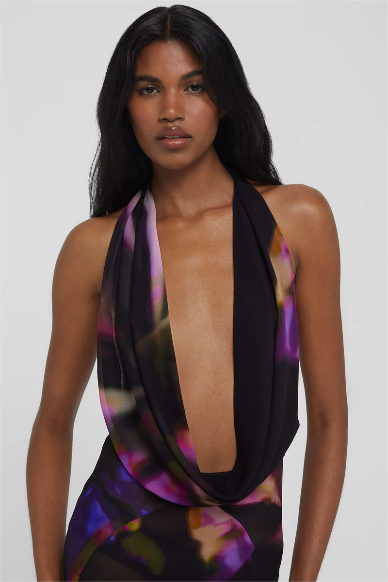 Floral Swing Collar Sleeveless Midi Dress