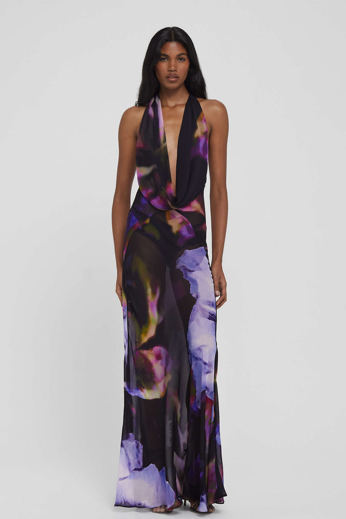 Floral Swing Collar Sleeveless Midi Dress