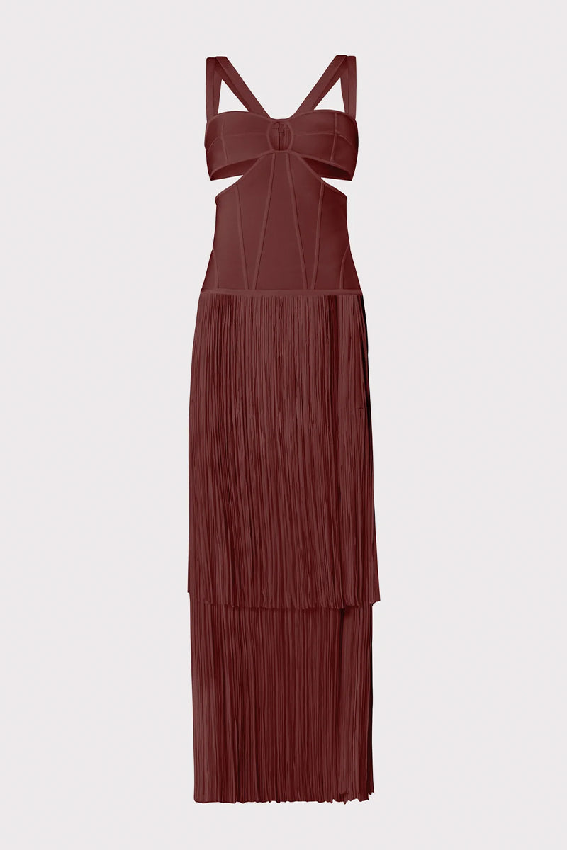 Bandage Cut Out Tassel Midi Dress