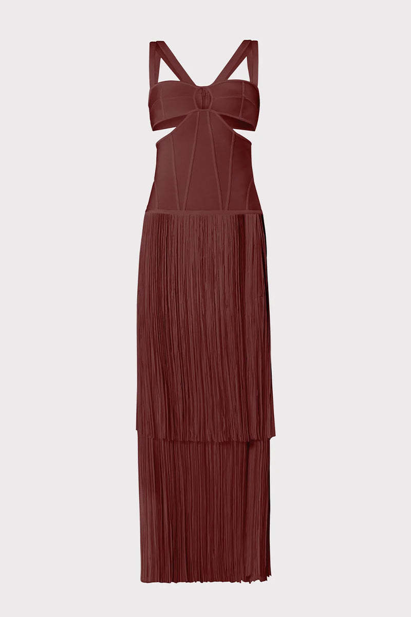 Bandage Cut Out Tassel Midi Dress