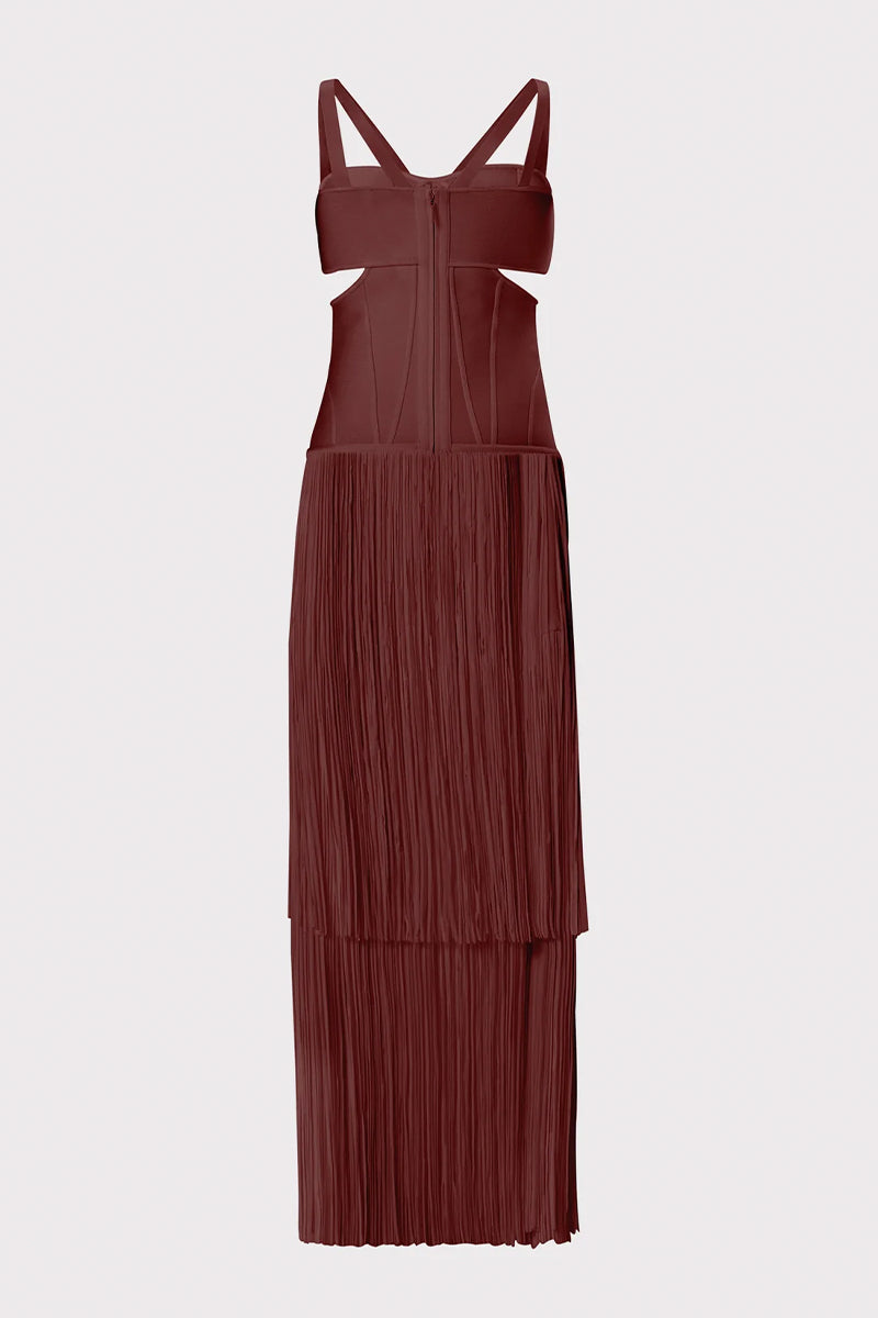 Bandage Cut Out Tassel Midi Dress