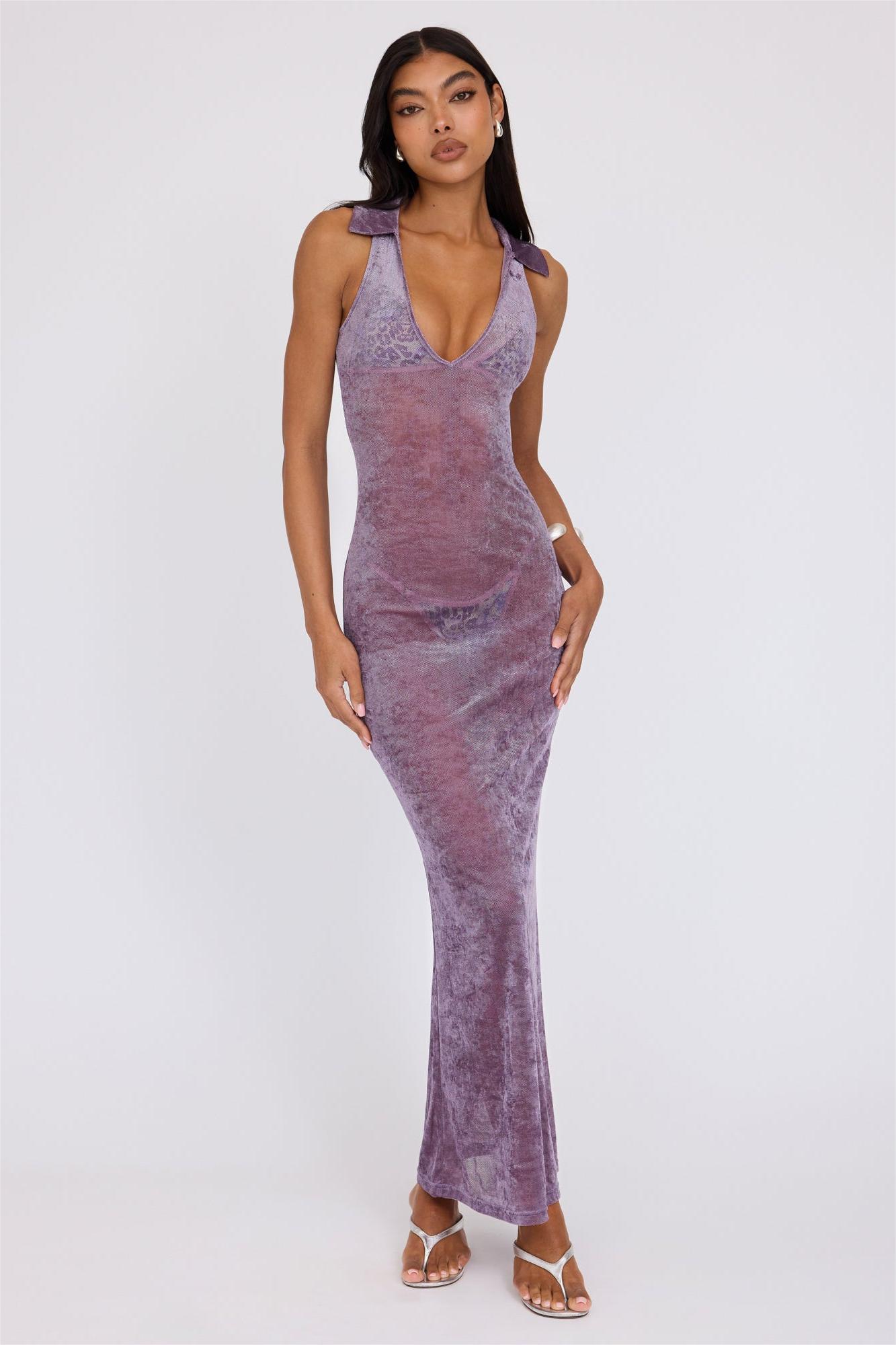 Solid V-Neck Sleeveless Midi Dress