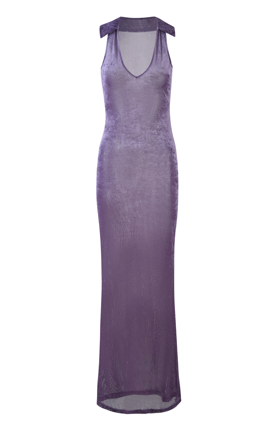 Solid V-Neck Sleeveless Midi Dress