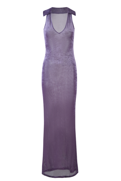 Solid V-Neck Sleeveless Midi Dress