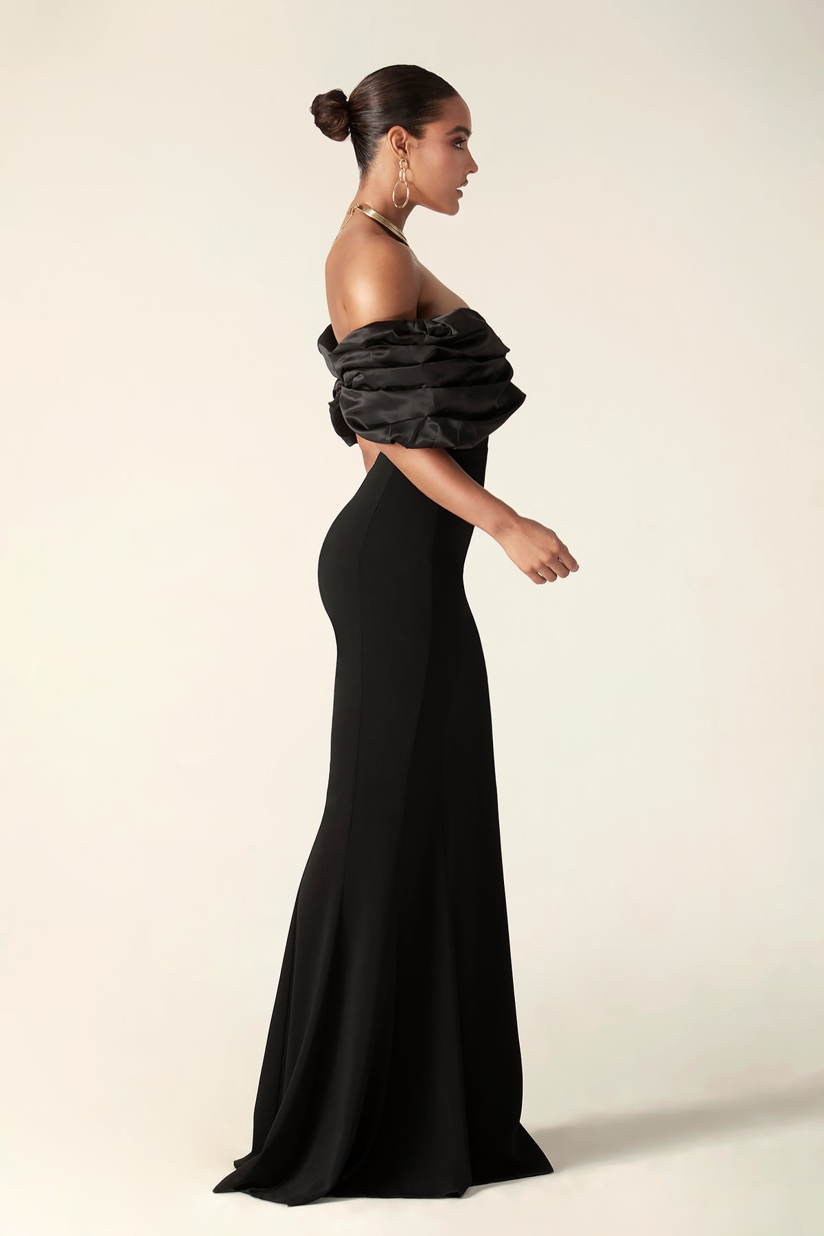 Satin Splicing Off Shoulder Split Maxi Dress