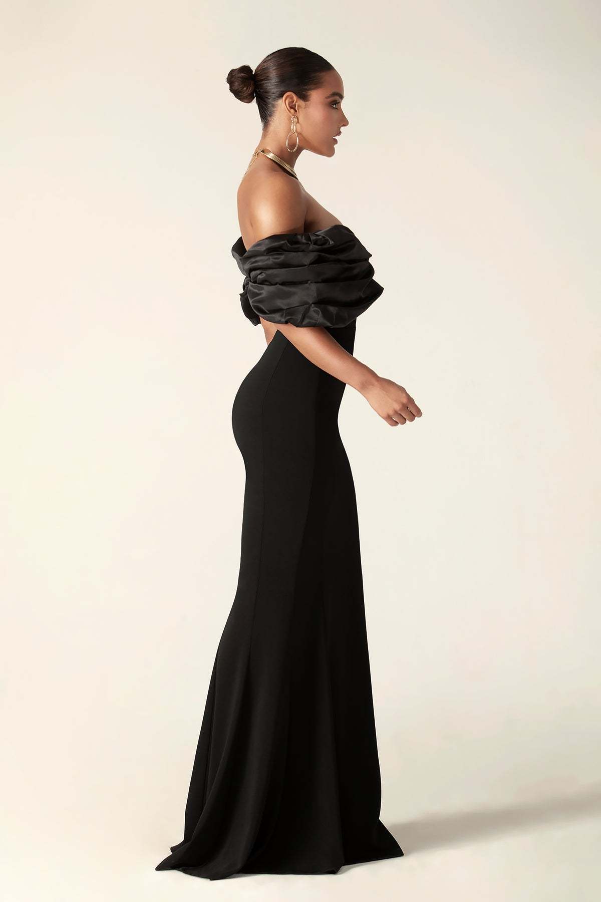 Satin Splicing Off Shoulder Split Maxi Dress