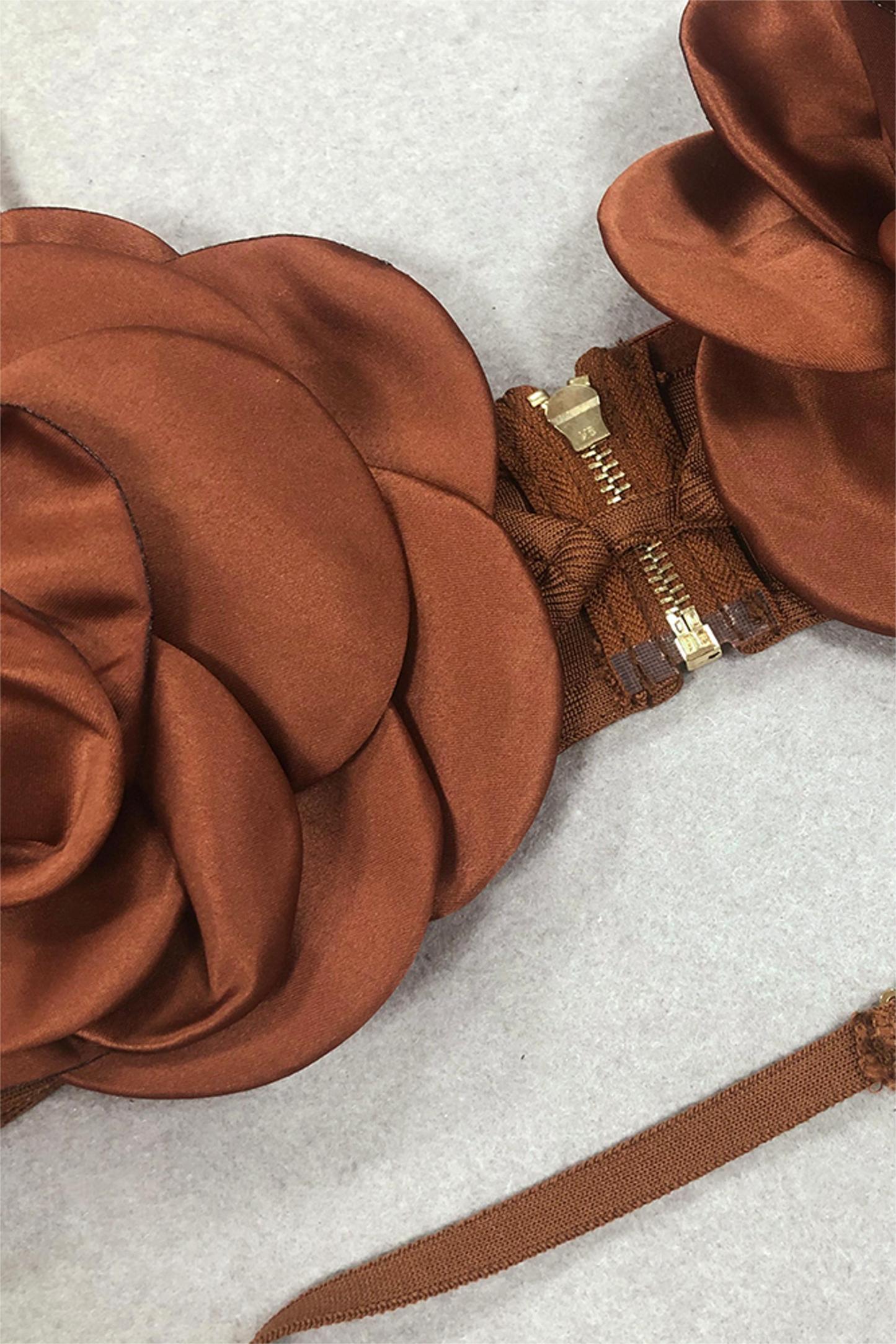 3D Flower Slip Top & Low Waist Cut Out Maxi Skirt Set