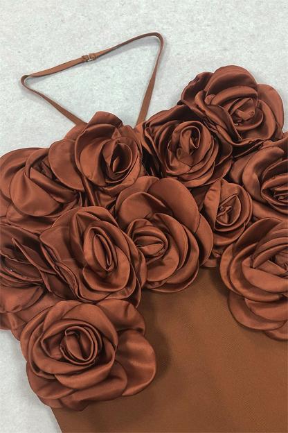 3D Flower Slip Top & Low Waist Cut Out Maxi Skirt Set