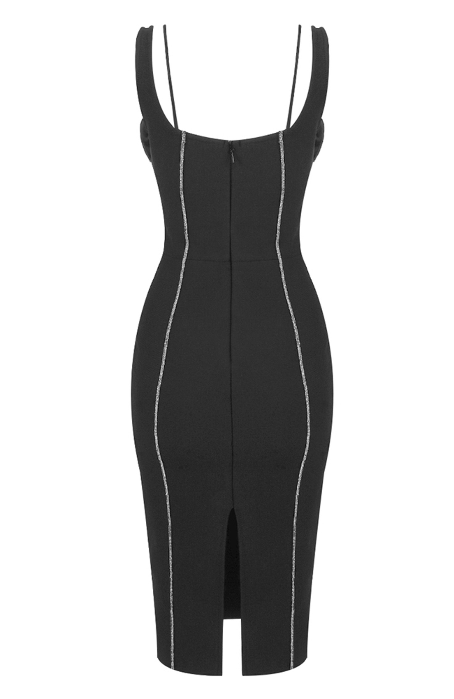 3D Flower Rhinestone Cut Out Midi Dress