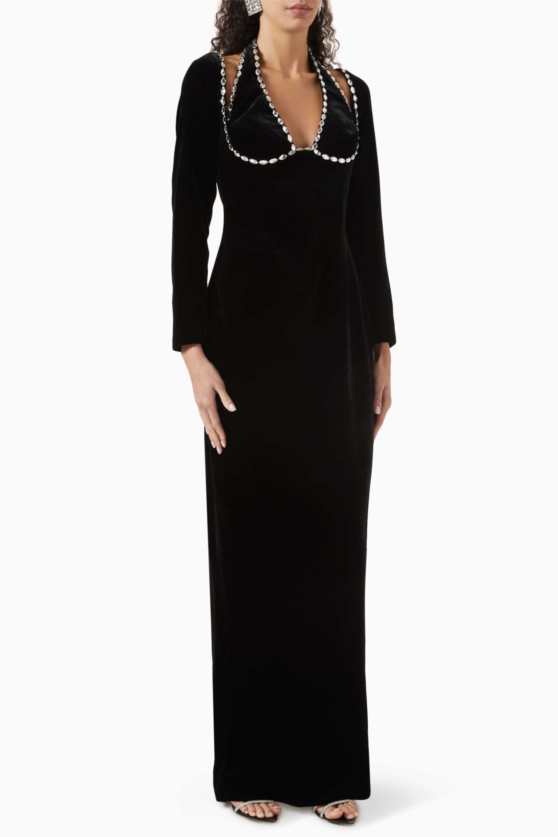 Rhinestone Trimmed Bandage Cut Out Midi Dress