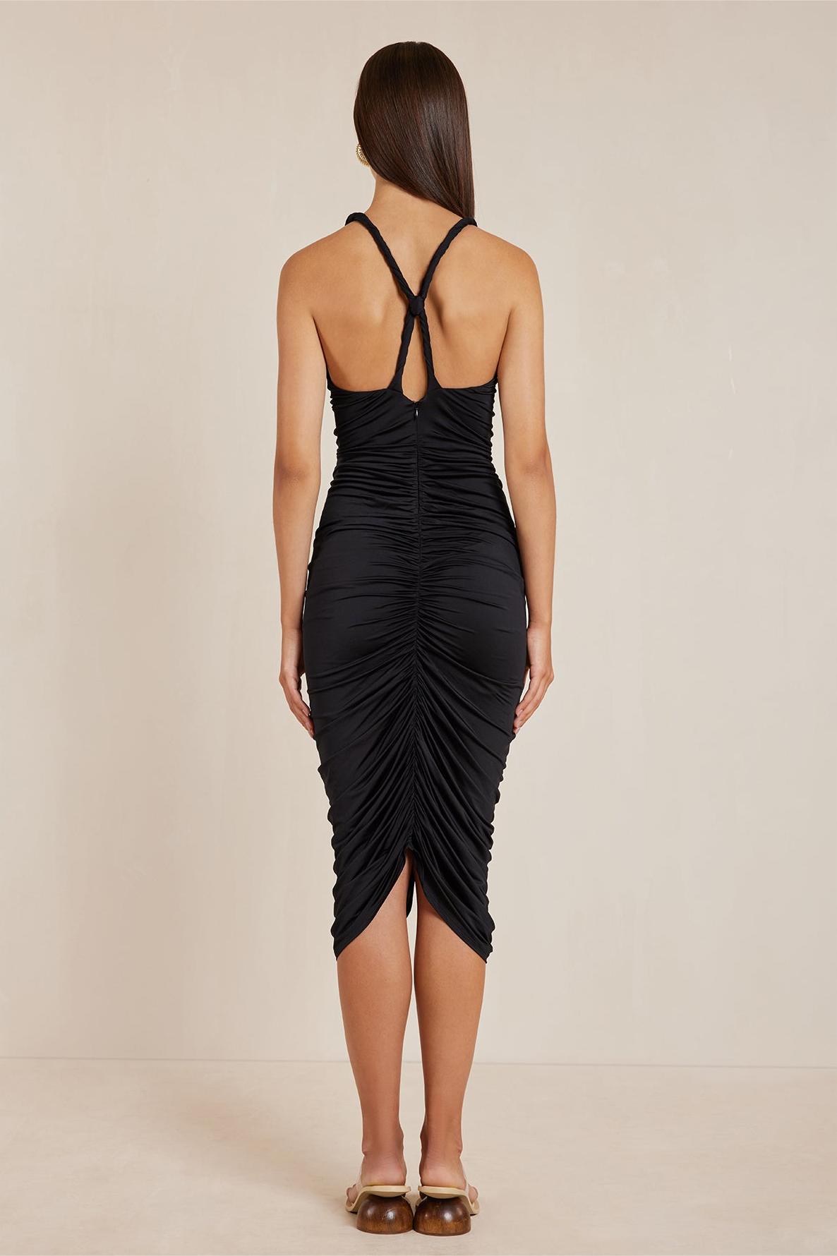 Halter Neck Metal Flake Decoration Ruched Mini Dress