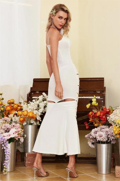 Solid Cut Out Sleeveless Maxi Dress
