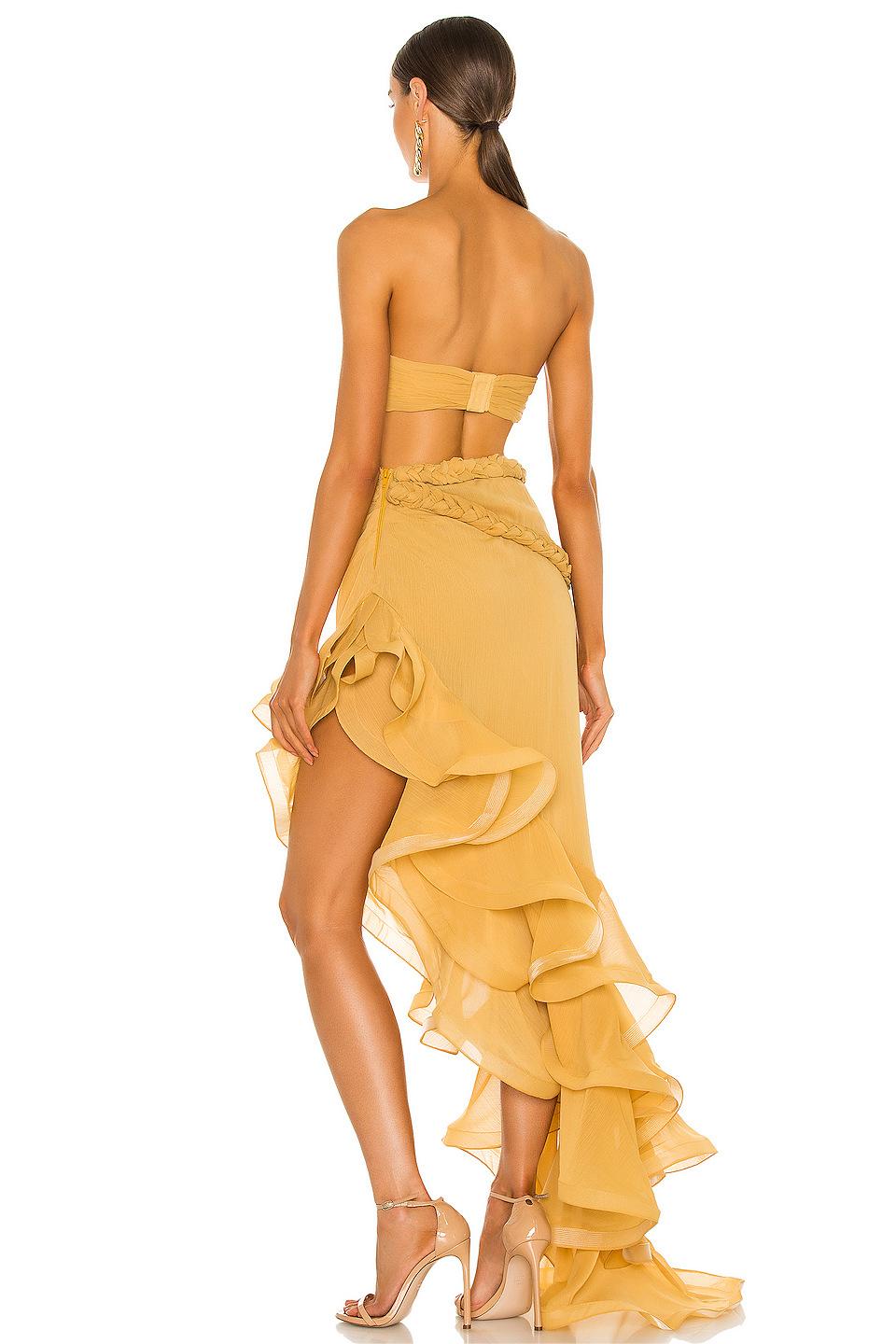 Chiffon Pleat Strapless Cut Out Maxi Dress