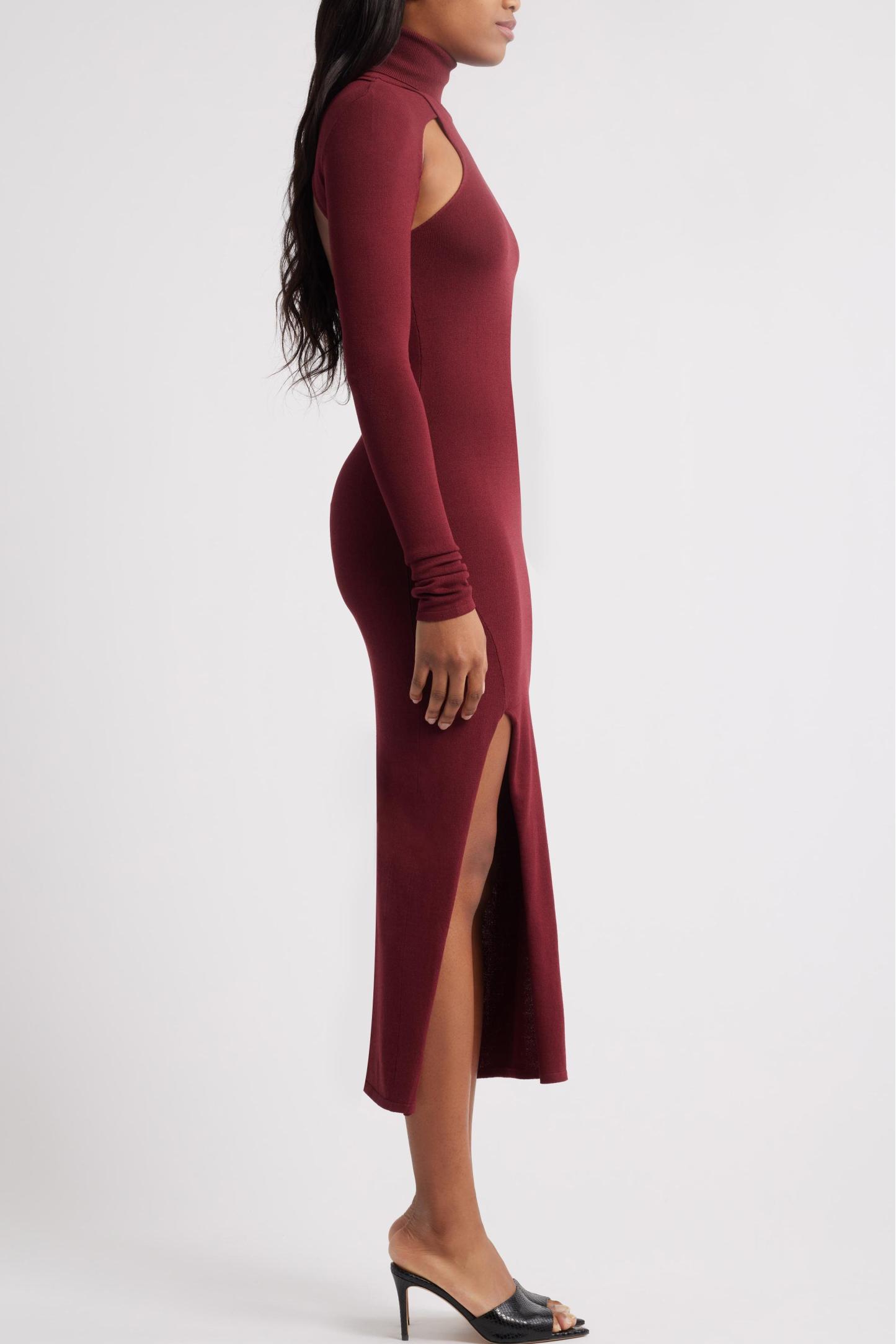 Long Sleeve Cut Out Backless Midi Dress