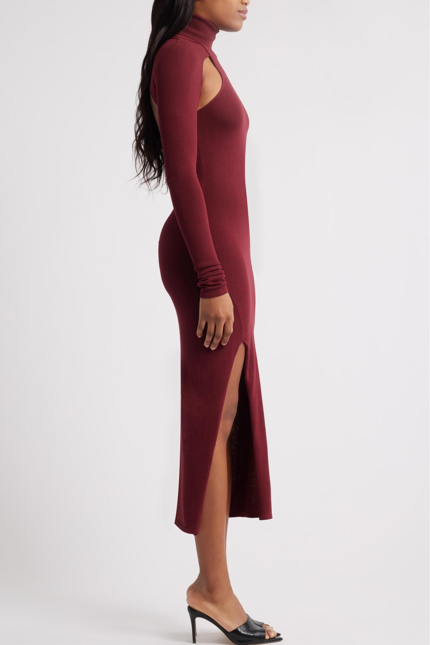 Long Sleeve Cut Out Backless Midi Dress