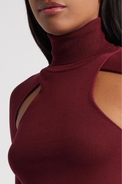 Long Sleeve Cut Out Backless Midi Dress