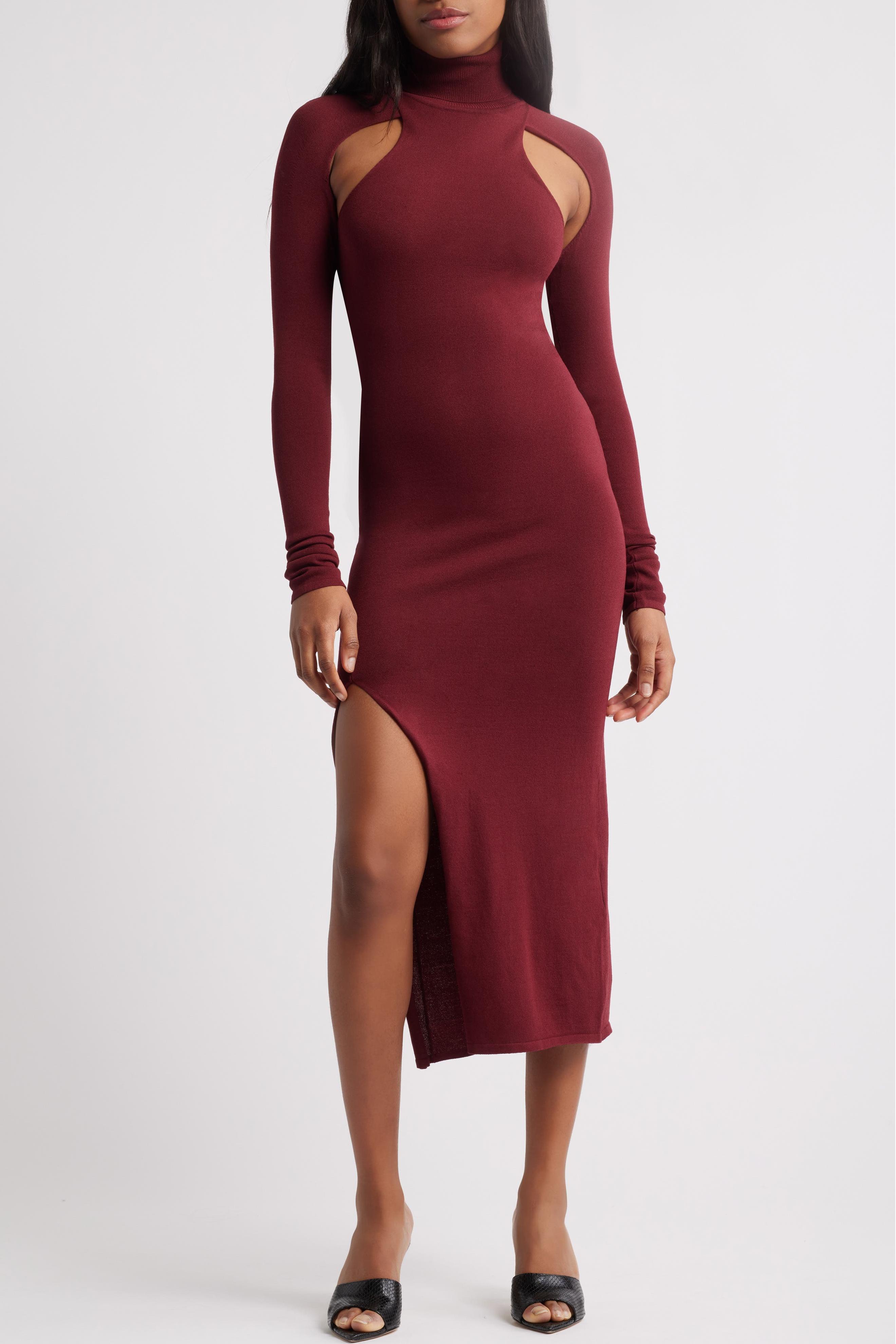 Long Sleeve Cut Out Backless Midi Dress