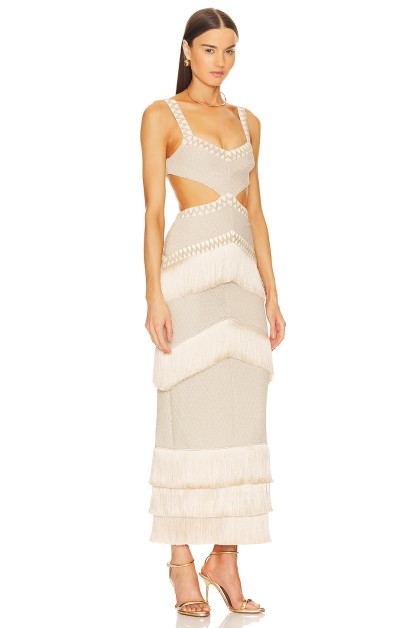 Tassel Cut Out Sleeveless Midi Dress