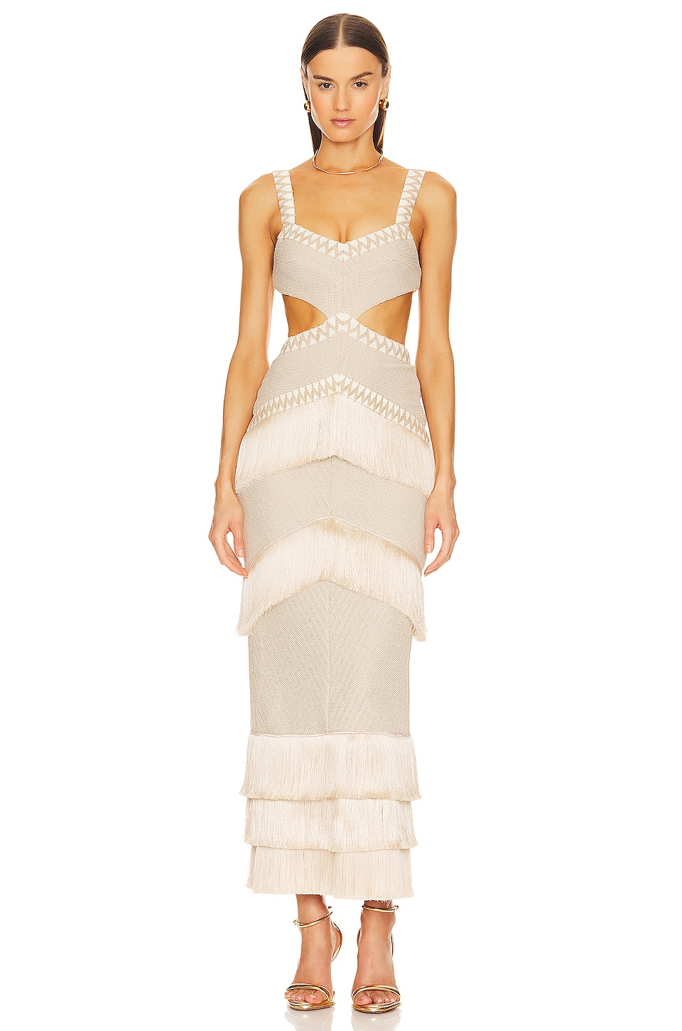 Tassel Cut Out Sleeveless Midi Dress