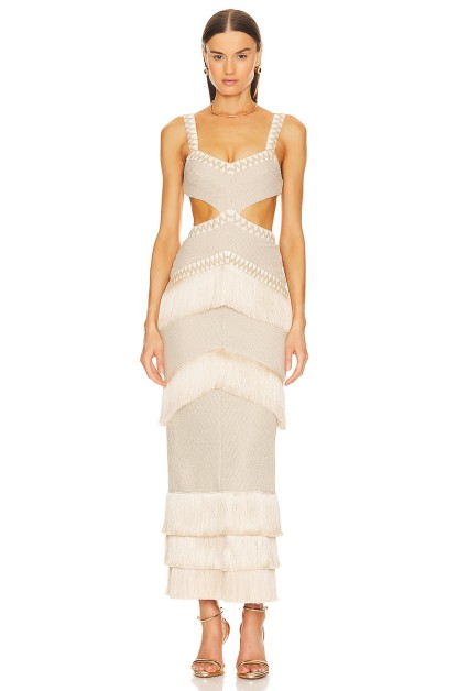 Tassel Cut Out Sleeveless Midi Dress