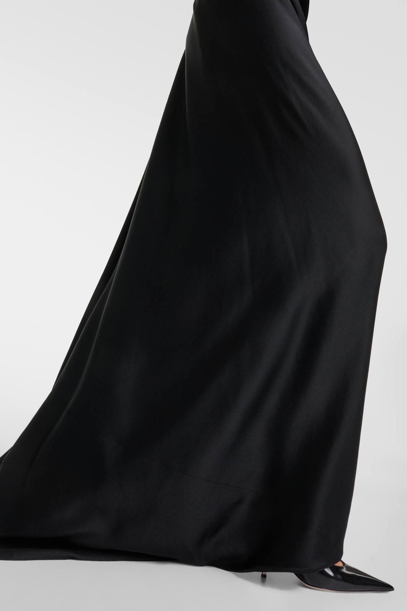 Satin Off-Shoulder Solid Maxi Dress