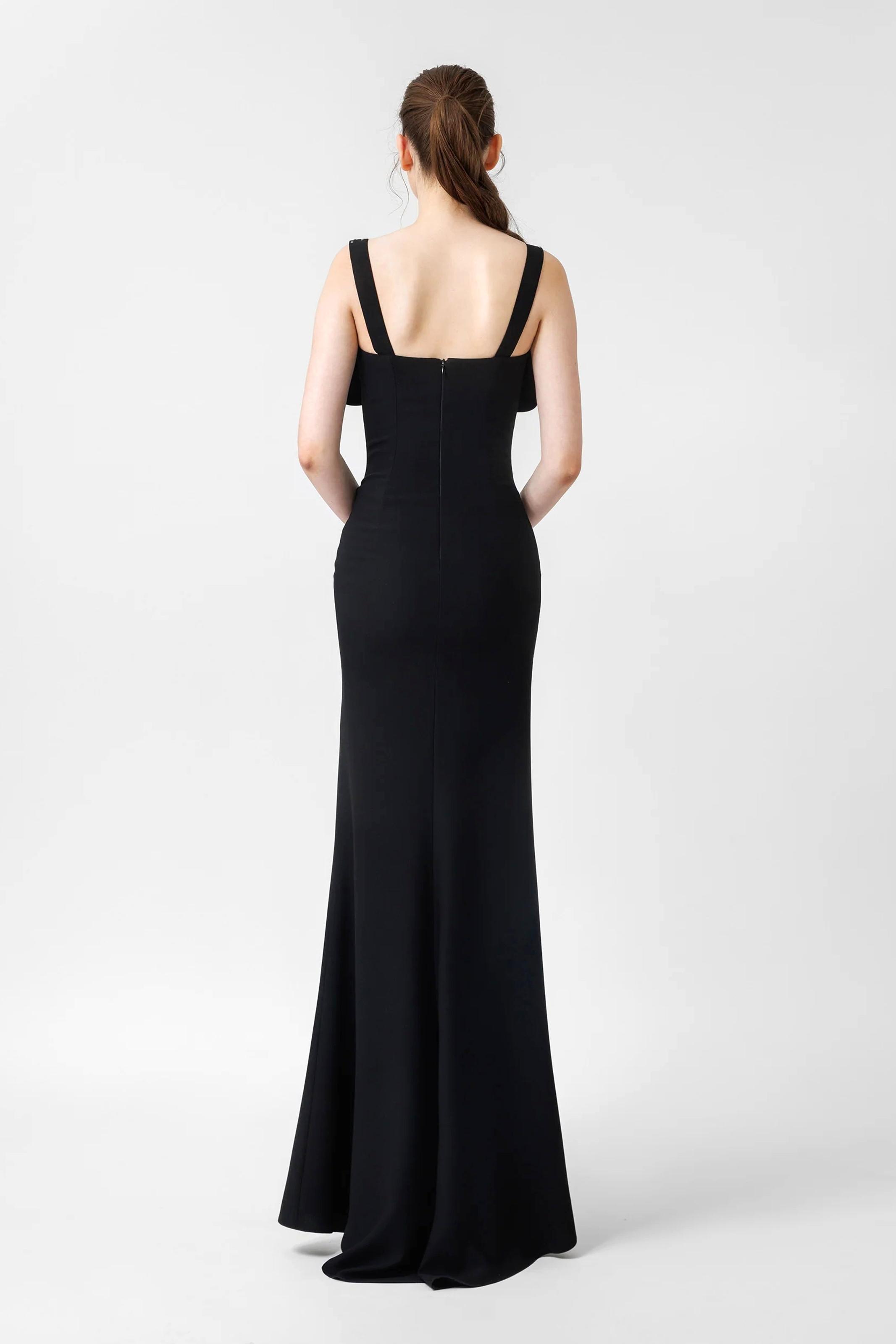 Rhinestone Bow Sleeveless Split Midi Dress