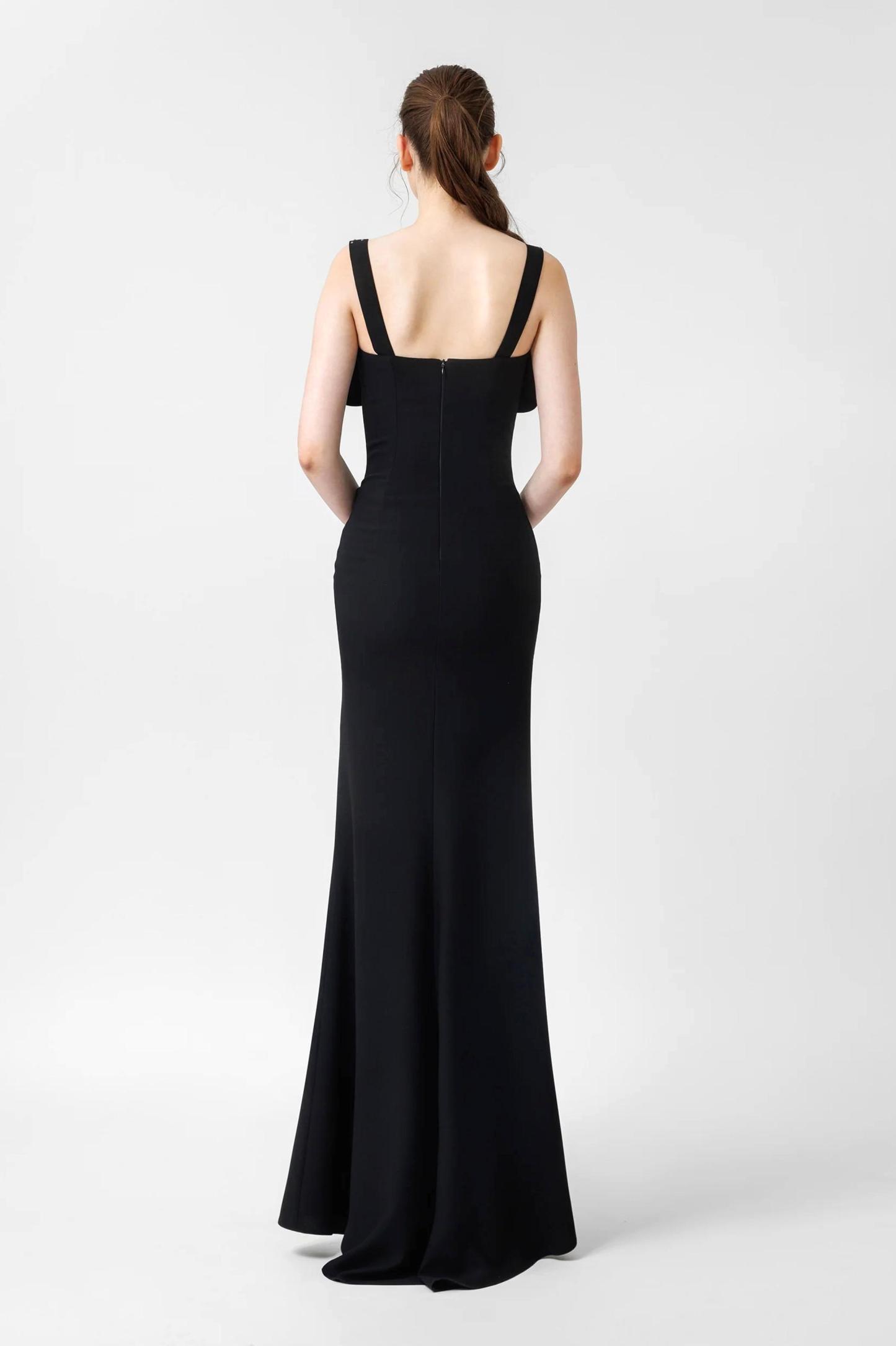 Rhinestone Bow Sleeveless Split Midi Dress