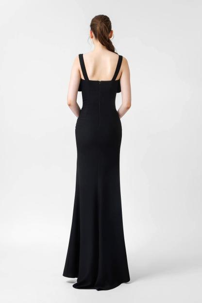 Rhinestone Bow Sleeveless Split Midi Dress