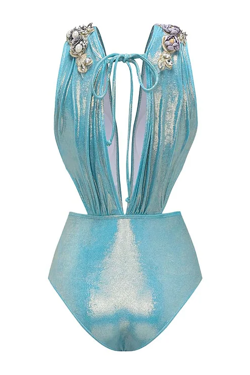 3D Flower V-Neck Two Piece Swimsuit Set