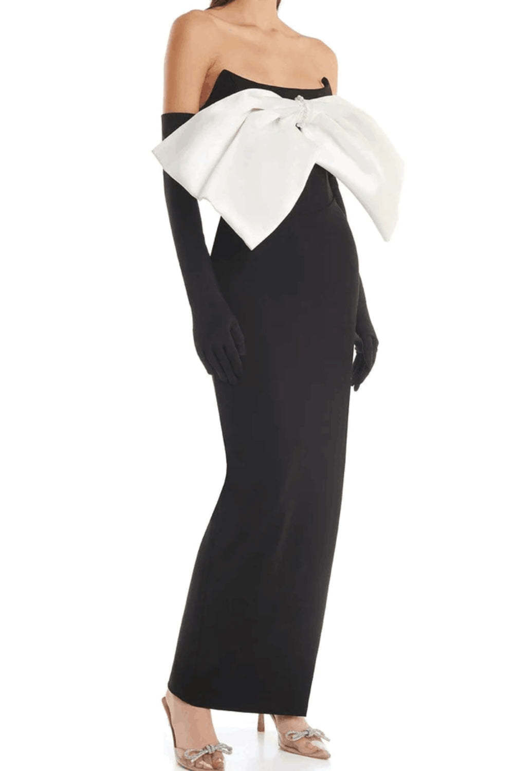 Bow Off-Shoulder Sleeveless Midi Dress