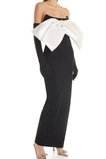 Bow Off-Shoulder Sleeveless Midi Dress