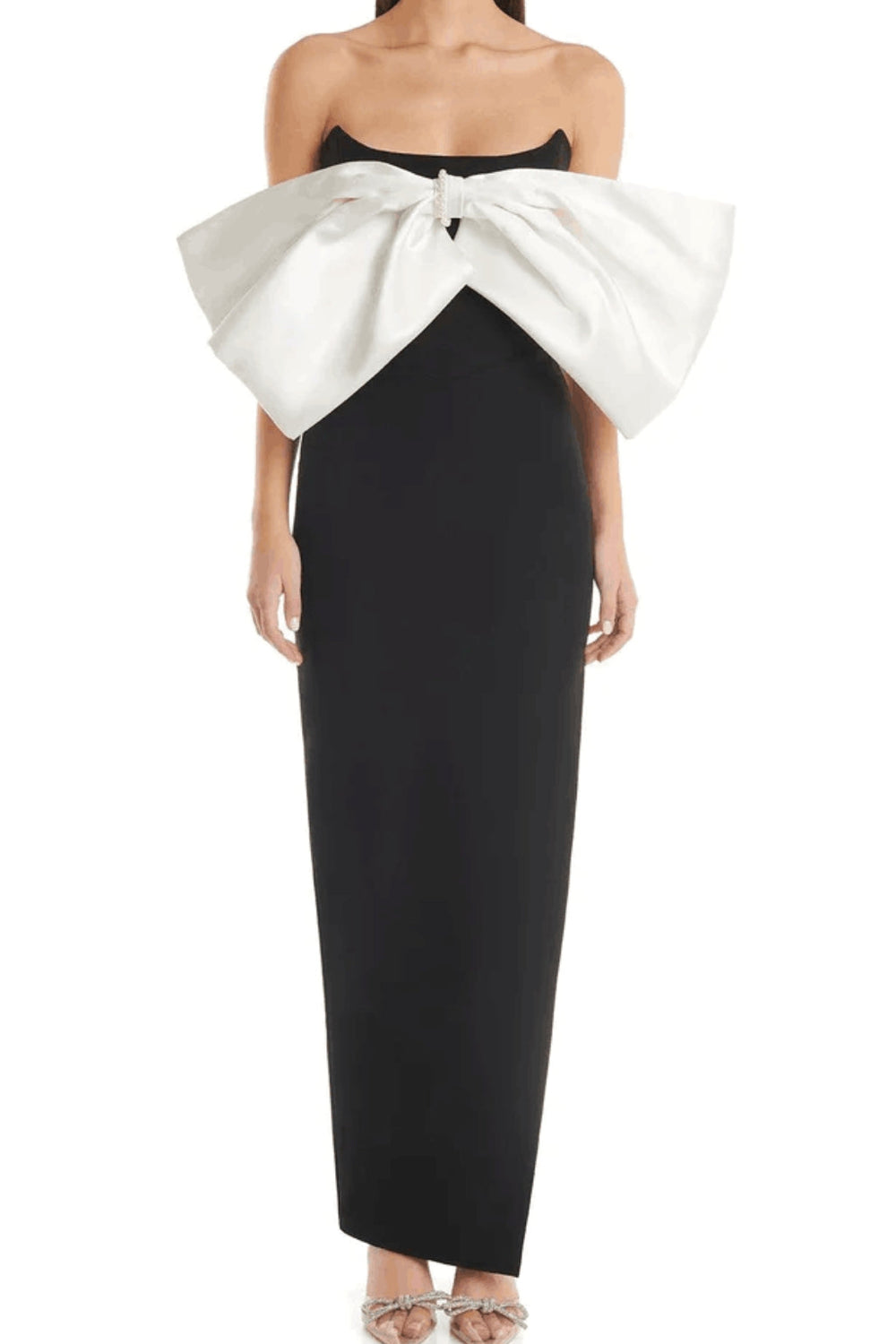 Bow Off-Shoulder Sleeveless Midi Dress