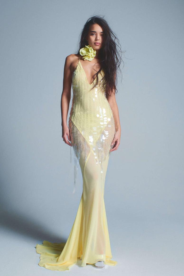 Sequin V-Neck Mesh Sleeveless Maxi Dress