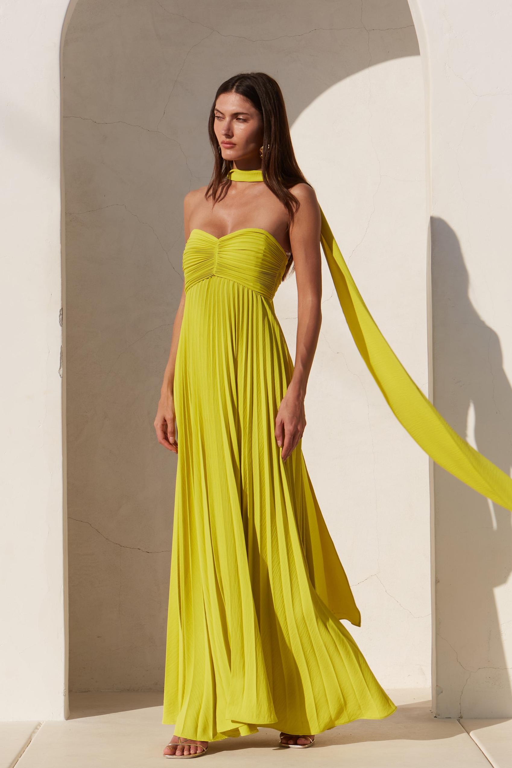 Solid Pleat Sleeveless Midi Dress