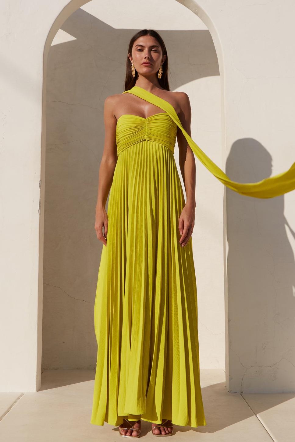Solid Pleat Sleeveless Midi Dress