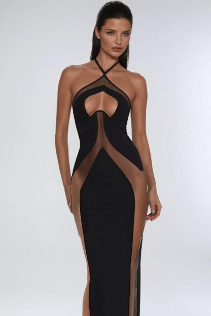 Halter Neck Cut Out Midi Dress
