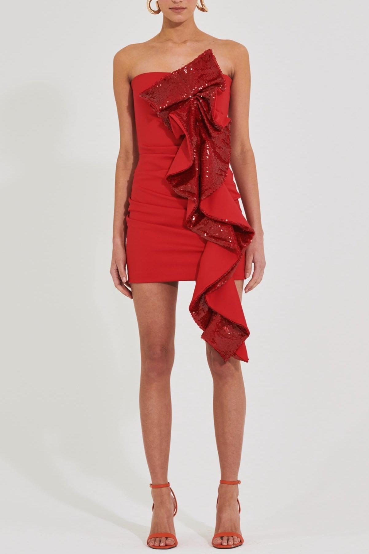 Sequin Ruched Off-Shoulder Mini Dress