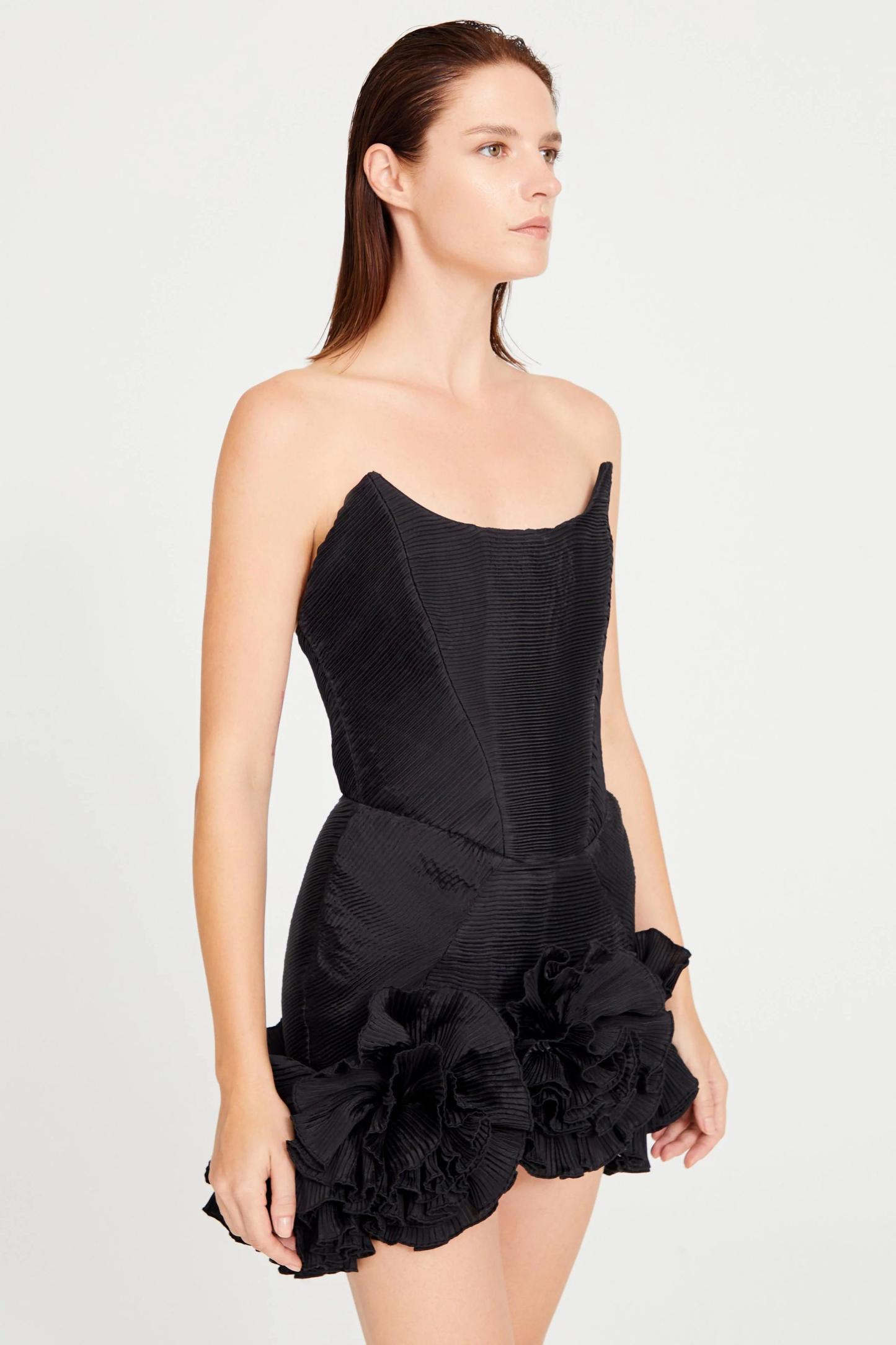 3D Flower Off Shoulder Sleeveless Mini Dress