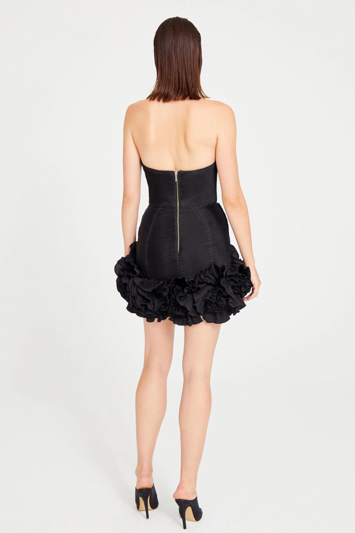 3D Flower Off Shoulder Sleeveless Mini Dress