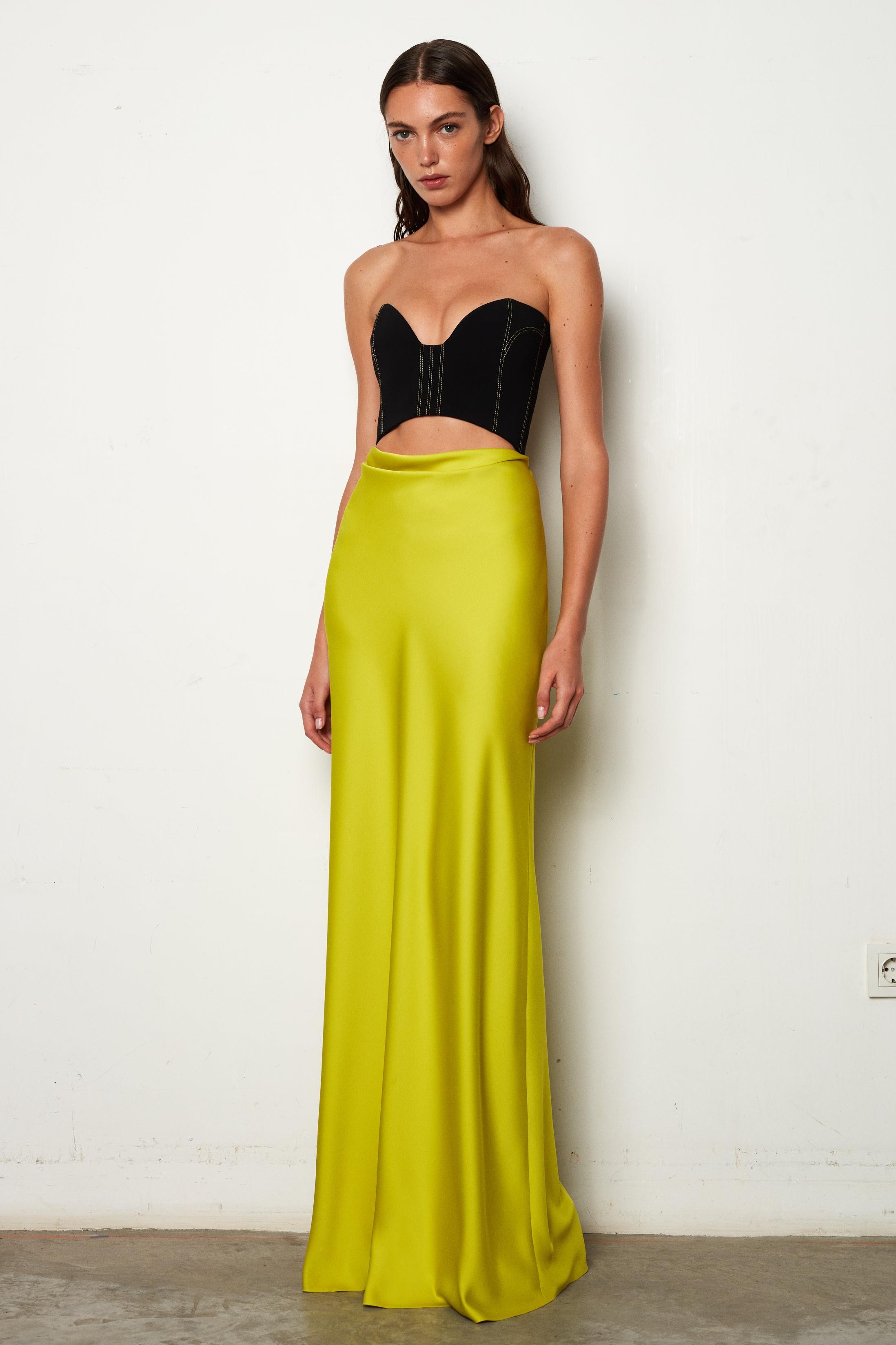 Bandage Splicing Satin Cut-Out  Midi Dress