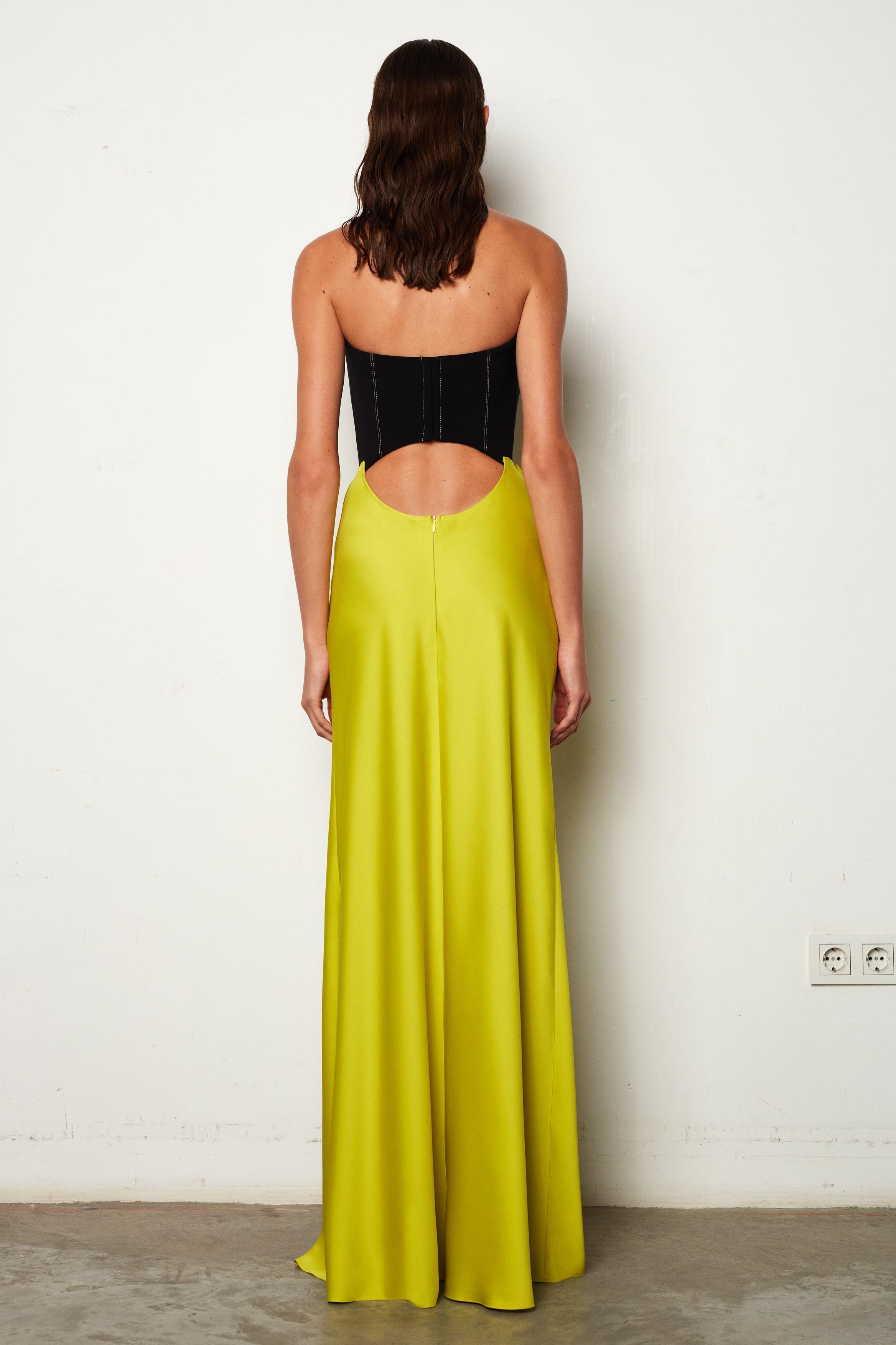 Bandage Splicing Satin Cut-Out  Midi Dress