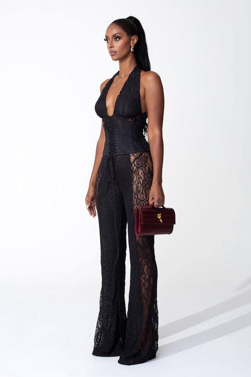 Lace Halter Neck High Waist Jumpsuit