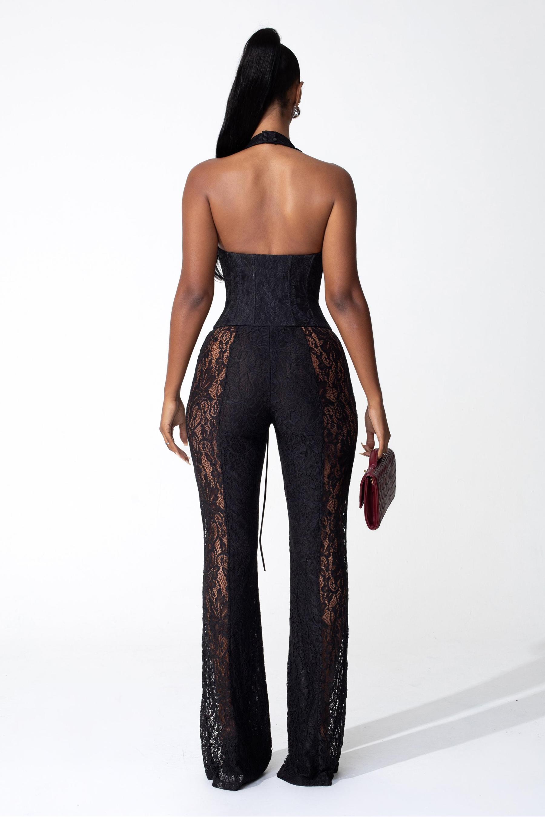 Lace Halter Neck High Waist Jumpsuit